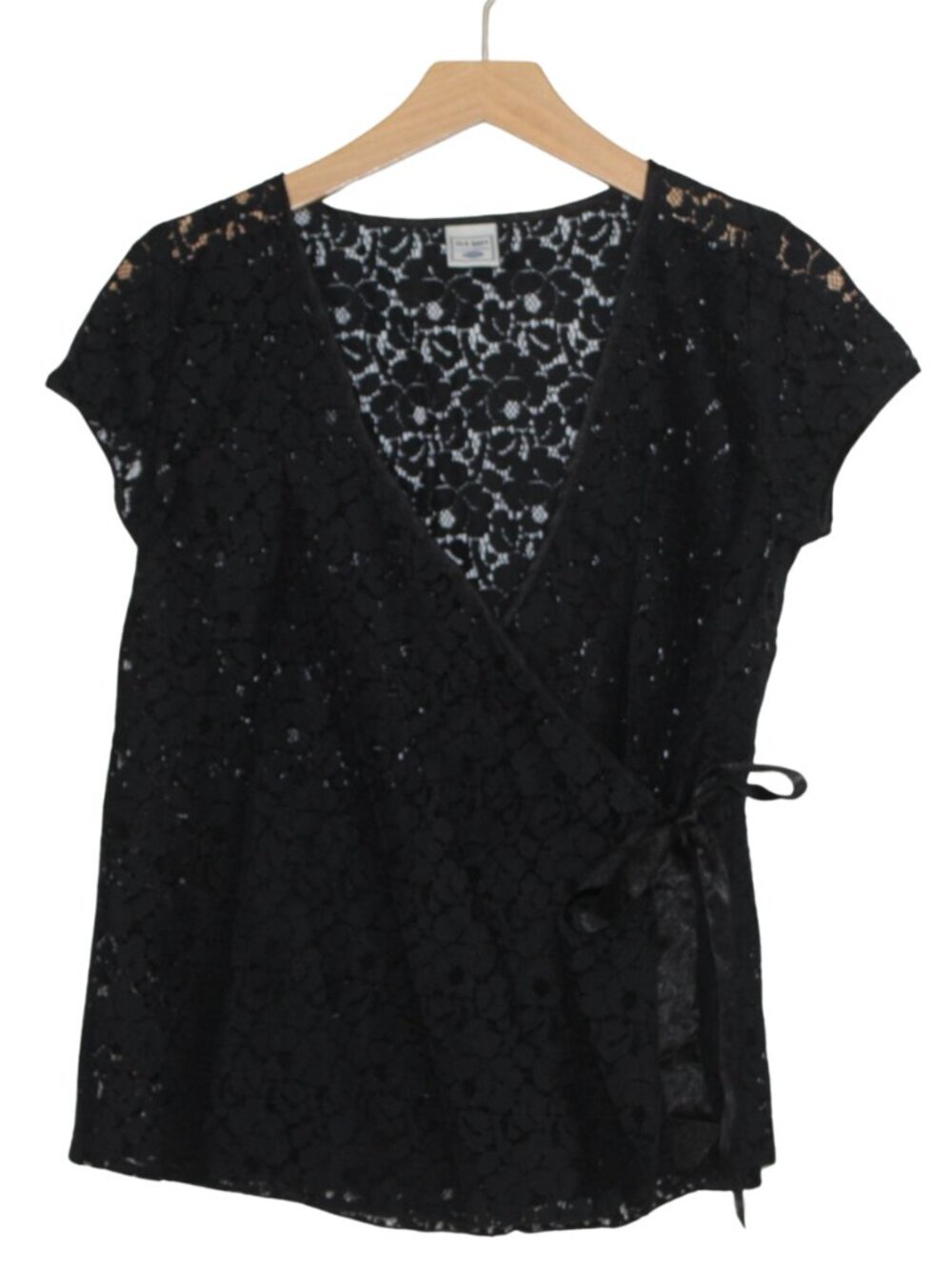Y2K Old Navy black lace wrap top short sleeve maternity adjustable